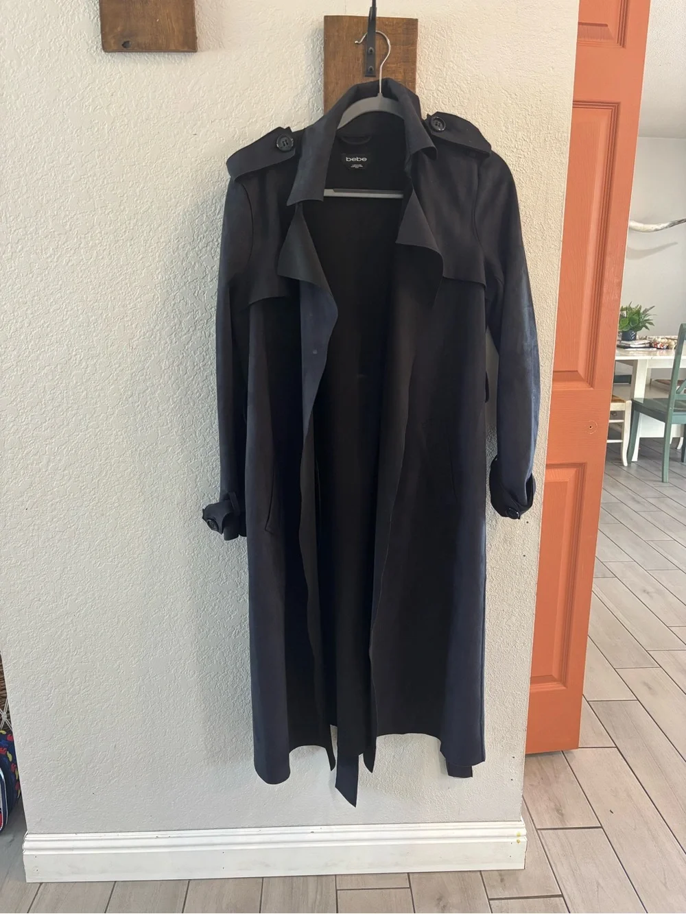 bebe Black Long Trench Coat